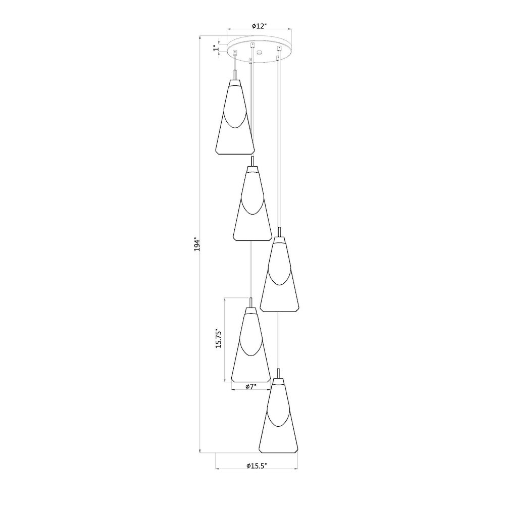 Z-Lite Aimie 5 Light Chandelier, Matte Black. Picture 8