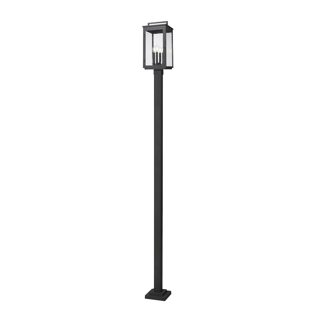 Z-Lite Hartwell 4 Light Outdoor Post Mounted Fixture in Sand Black color. Picture 1