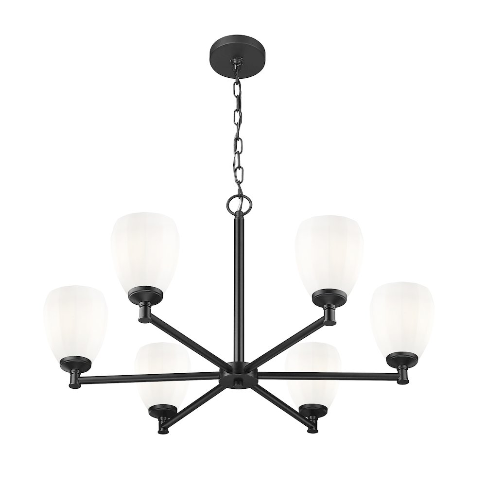 Z-Lite Oren 6 Light Chandelier in Matte Black color, Steel frame. Picture 2