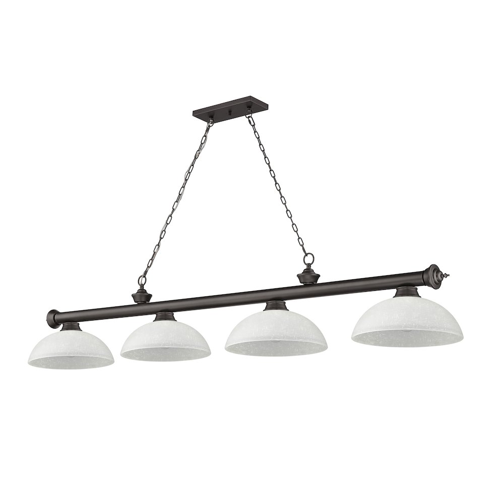 Z-Lite Cordon 4 Light Billiard, Steel Frame, White Linen Shade Color. Picture 5