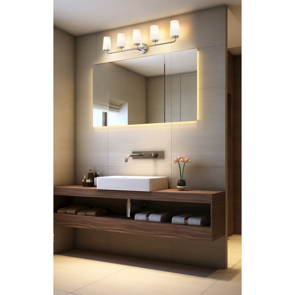 Z-Lite Montford 5 Light Vanity in Brushed Nickel color, Steel frame. Picture 7
