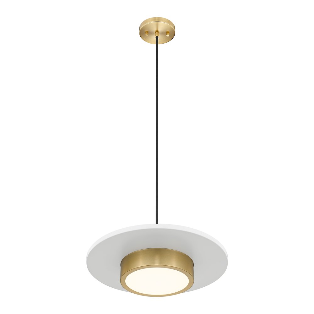 Z-Lite 1 Light Pendant, Matte White + Modern Gold. Picture 2