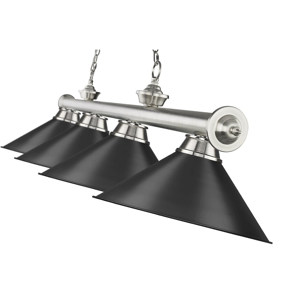 Z-Lite Cordon 4 Light Billiard, Steel Frame, Matte Black Shade Color. Picture 4