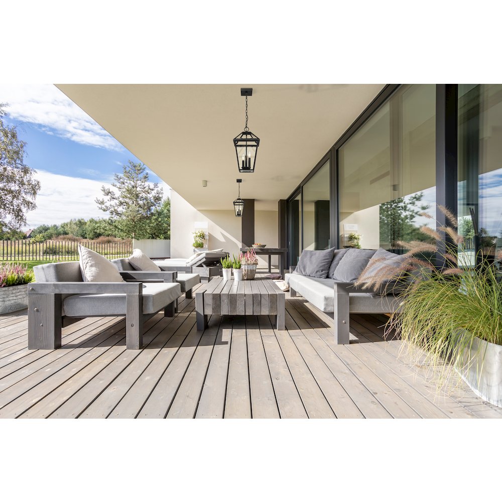 Z-Lite Talbot 3 Light Outdoor Chain Mount Ceiling Fixture, Black. Picture 6