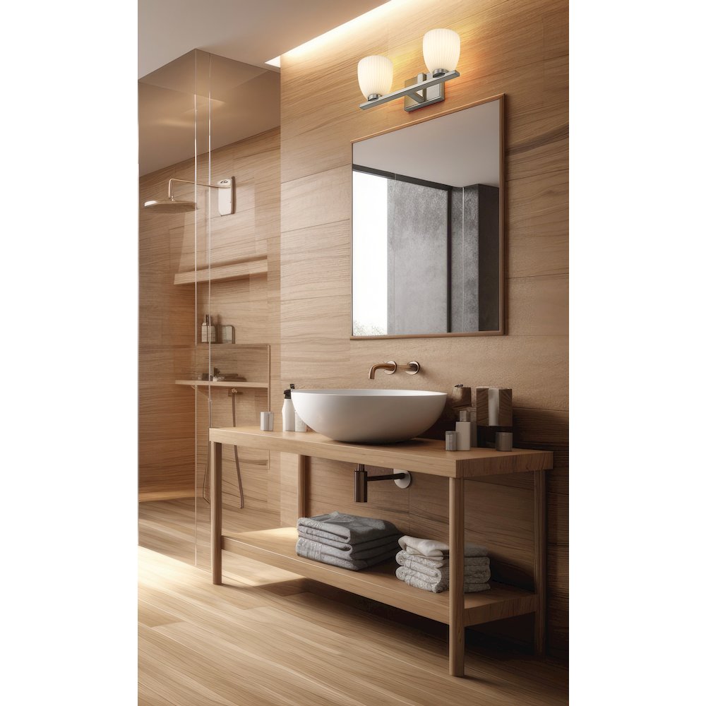 Z-Lite Naya 2 Light Vanity in Brushed Nickel color, Steel frame. Picture 7