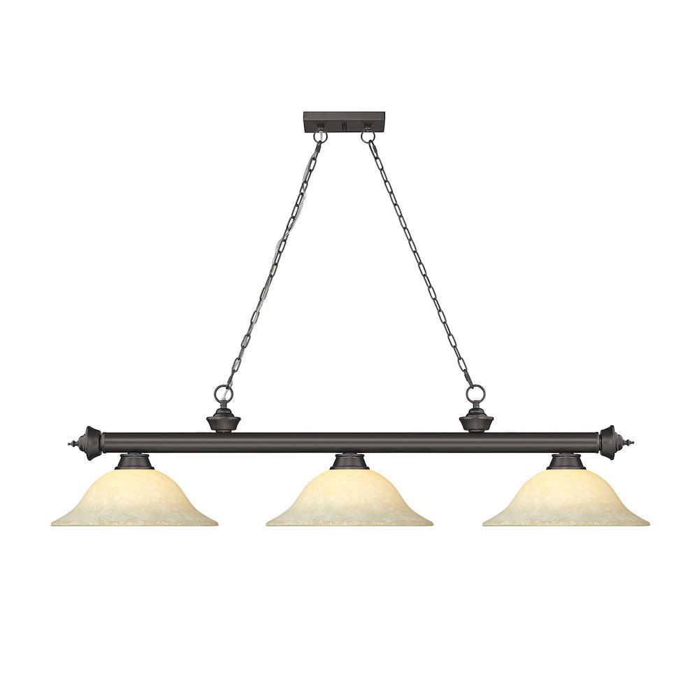 Z-Lite Cordon 3 Light Billiard, Steel Frame, Golden Mottle Shade Color. Picture 2