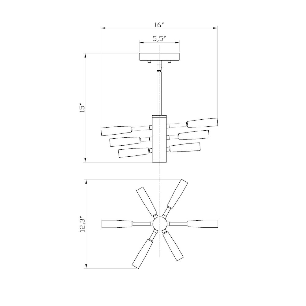 Z-Lite 6 Light Semi Flush Mount. Picture 8