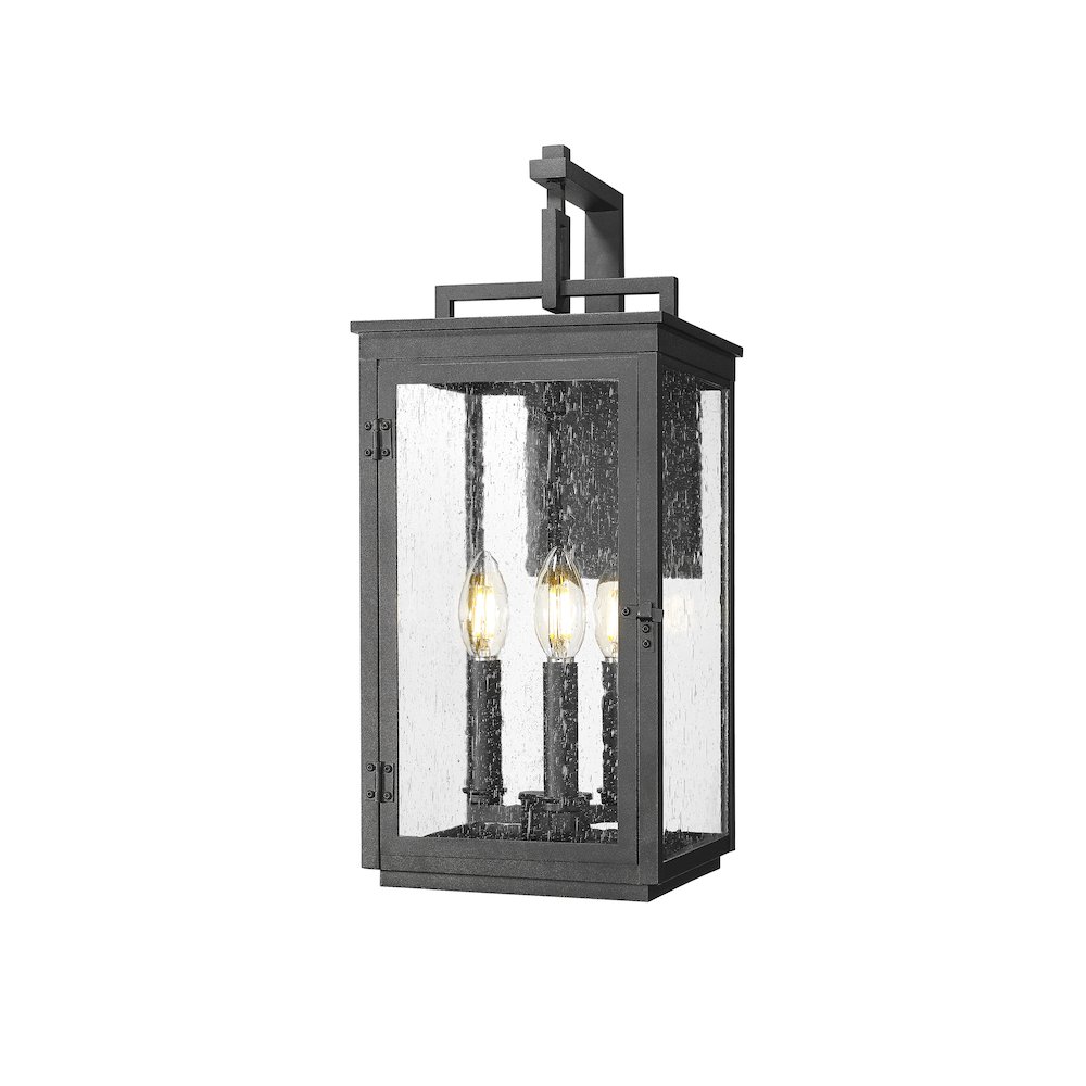 Z-Lite Hartwell 3 Light Outdoor Wall Light in Sand Black color, Aluminum frame. Picture 1