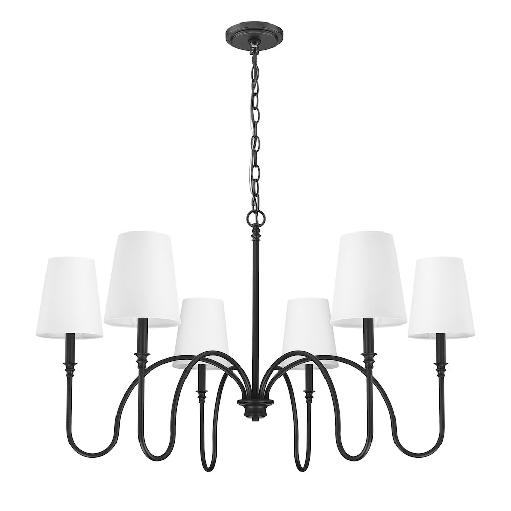 Z-Lite 6 Light Chandelier, Matte Black. Picture 7