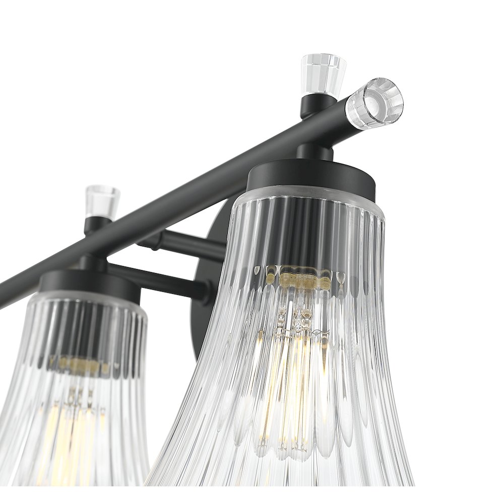 Z-Lite Belle 3 Light Vanity in Matte Black color, Steel frame. Picture 4