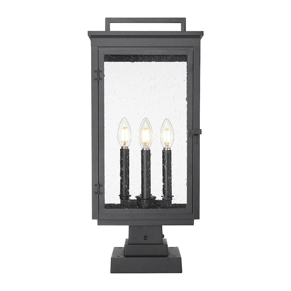 Z-Lite Hartwell 4 Light Outdoor Pier Mounted Fixture in Sand Black color. Picture 3