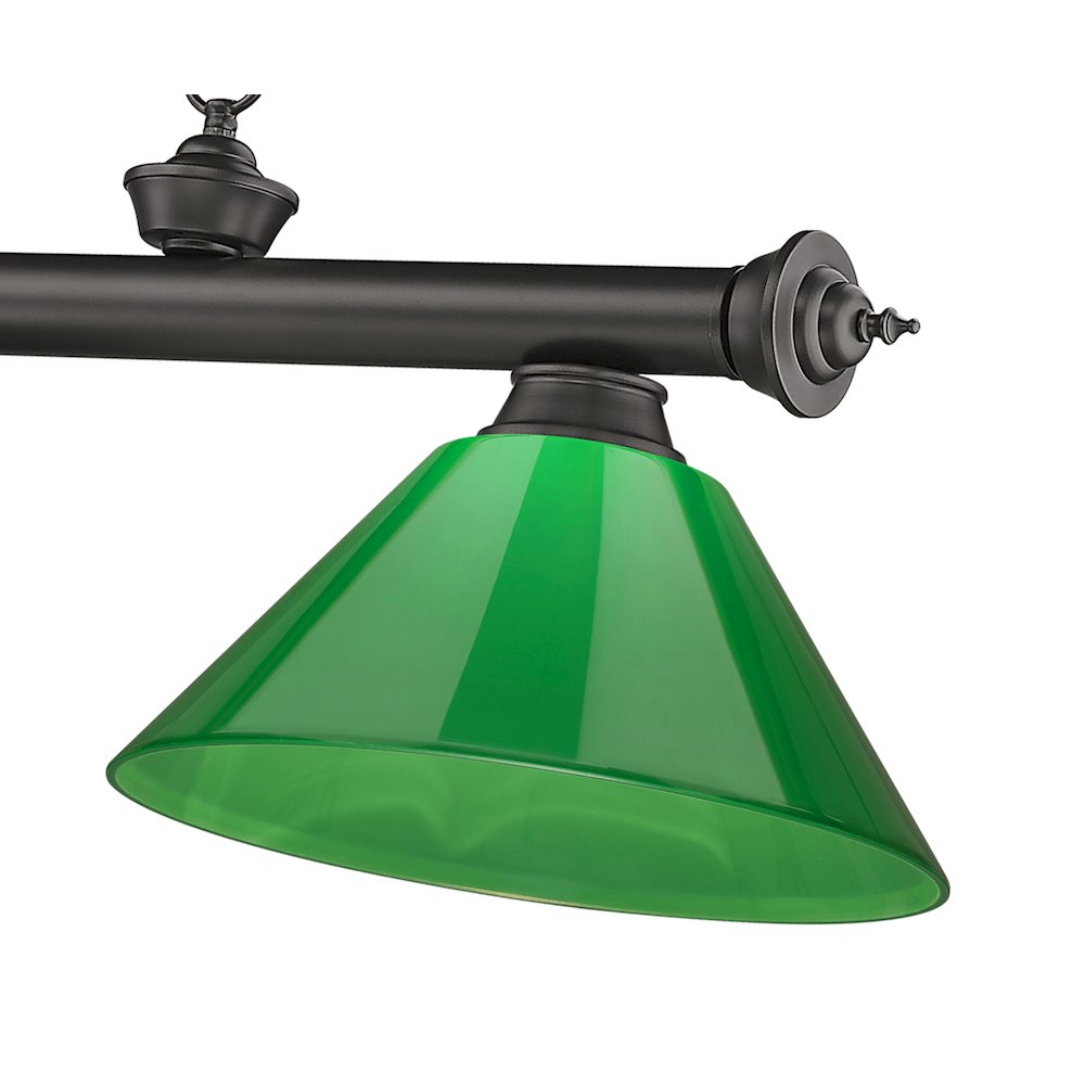 Z-Lite Cordon 3 Light Billiard, Steel Frame, Green Shade Color. Picture 4
