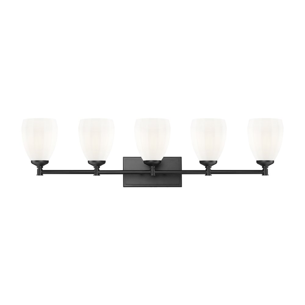 Z-Lite Oren 5 Light Vanity in Matte Black color, Steel frame. Picture 2