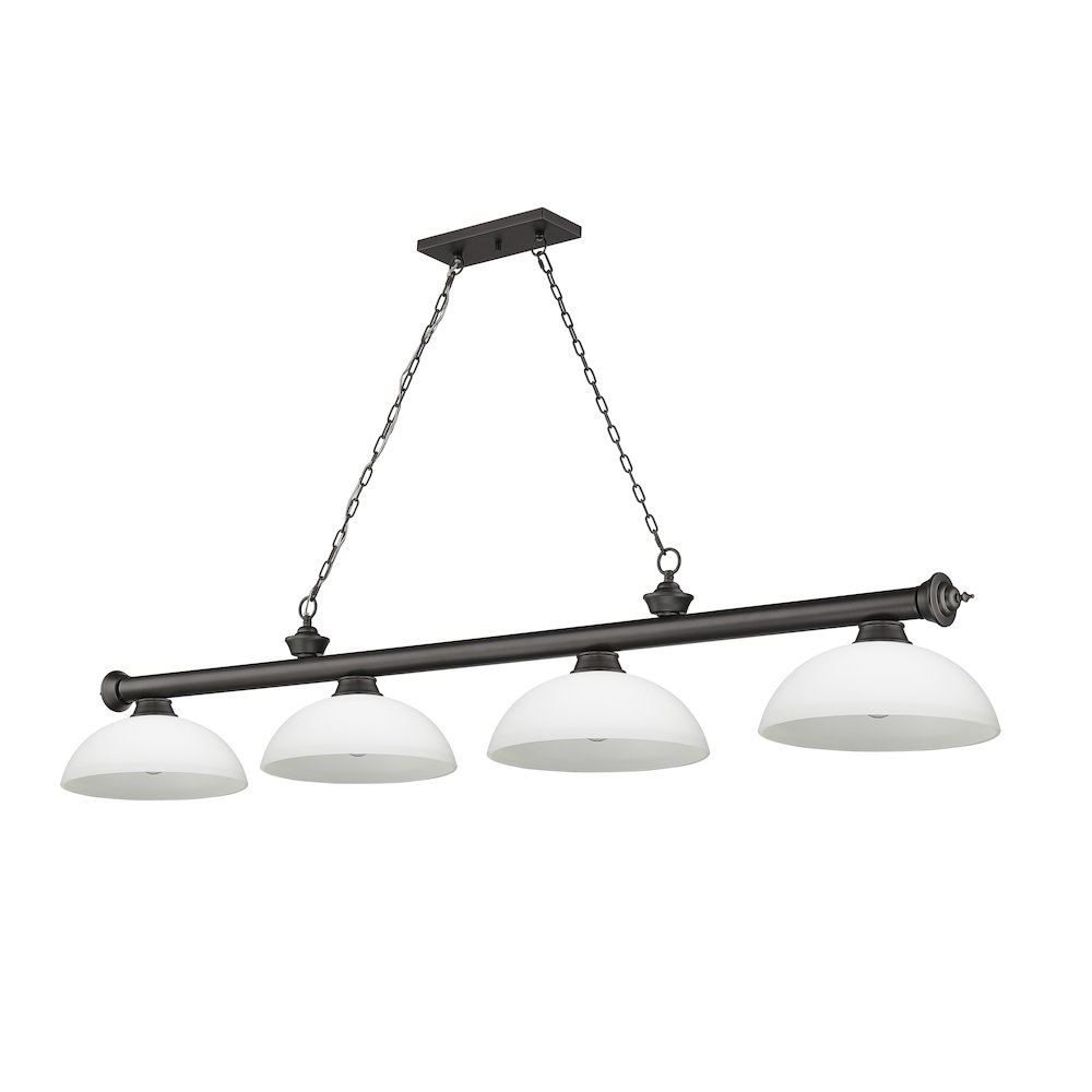 Z-Lite Cordon 4 Light Billiard, Steel Frame, Matte Opal Shade Color. Picture 5