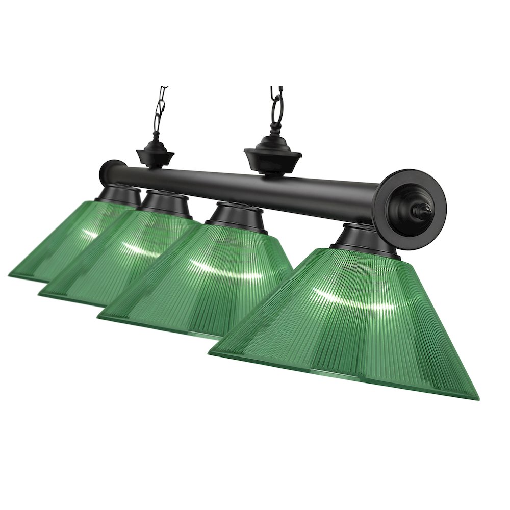 Z-Lite Cordon 4 Light Billiard, Steel Frame, Green Shade Color. Picture 4