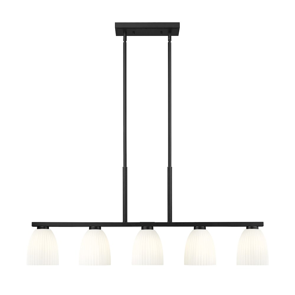 Z-Lite Naya 5 Light Linear Chandelier in Matte Black color, Steel frame. Picture 2