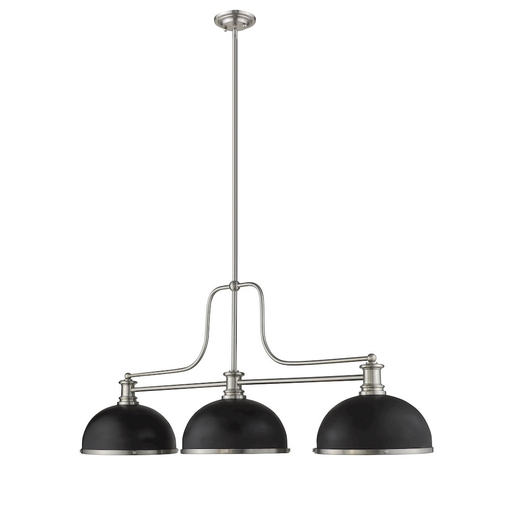Z-Lite Melange 3 Light Billiard, Matte Black + Brushed Nickel Shade Color. Picture 3