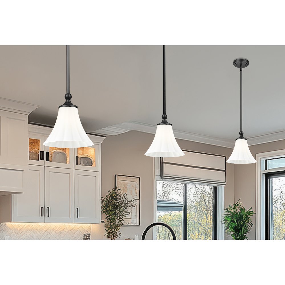 Z-Lite 1 Light Pendant, Matte Black. Picture 5