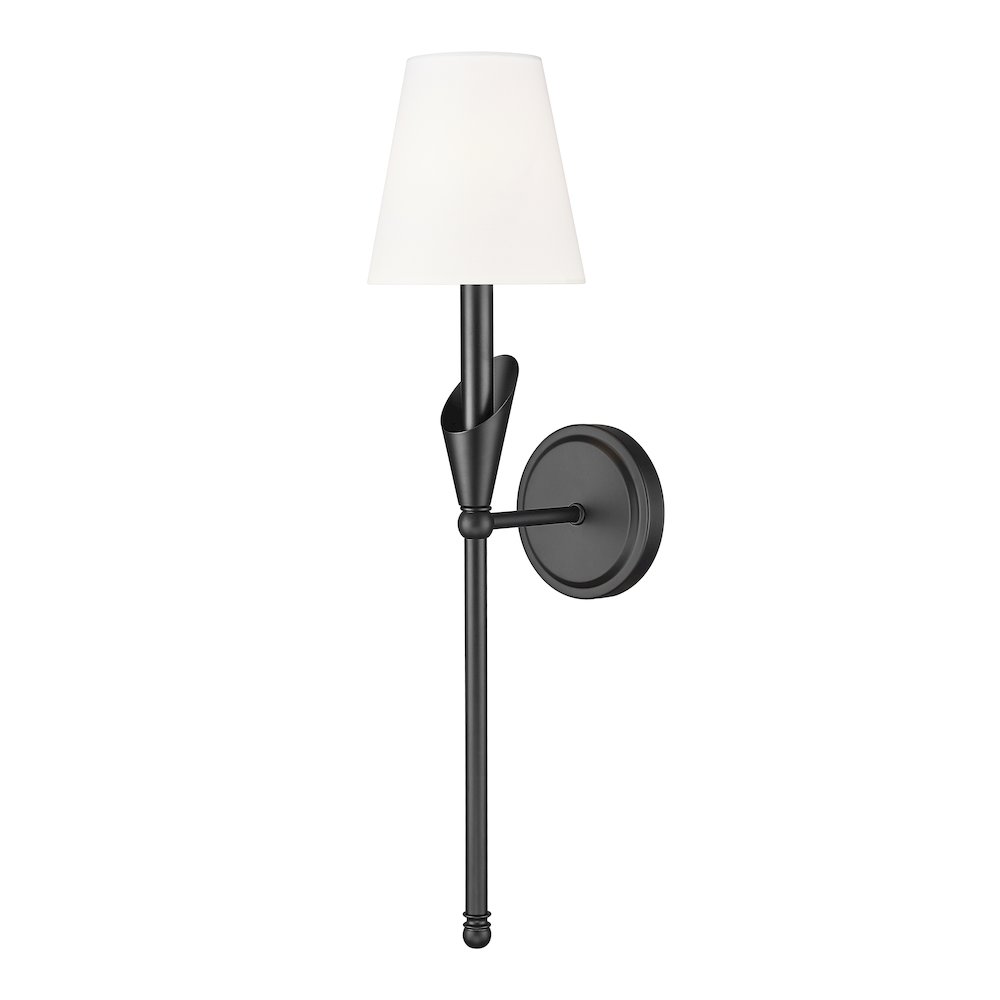 Z-Lite Claudelle 1 Light Wall Sconce in Matte Black color, Steel frame. Picture 1