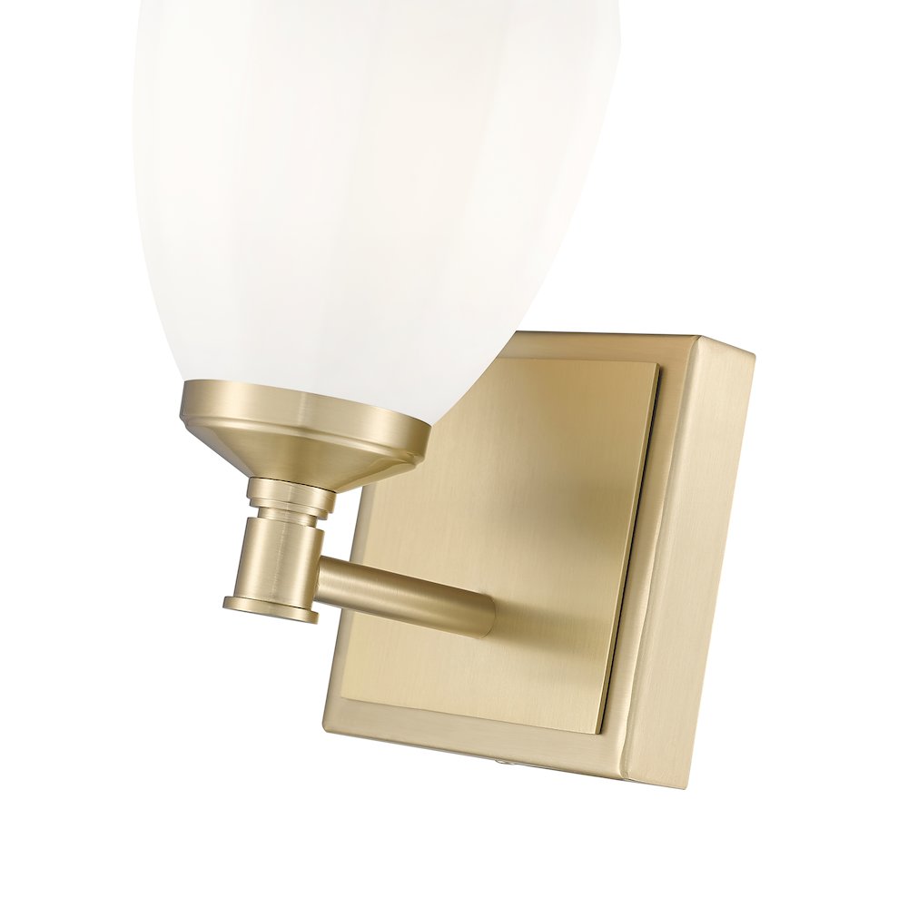 Z-Lite Oren 1 Light Vanity in Modern Gold color, Steel frame. Picture 4