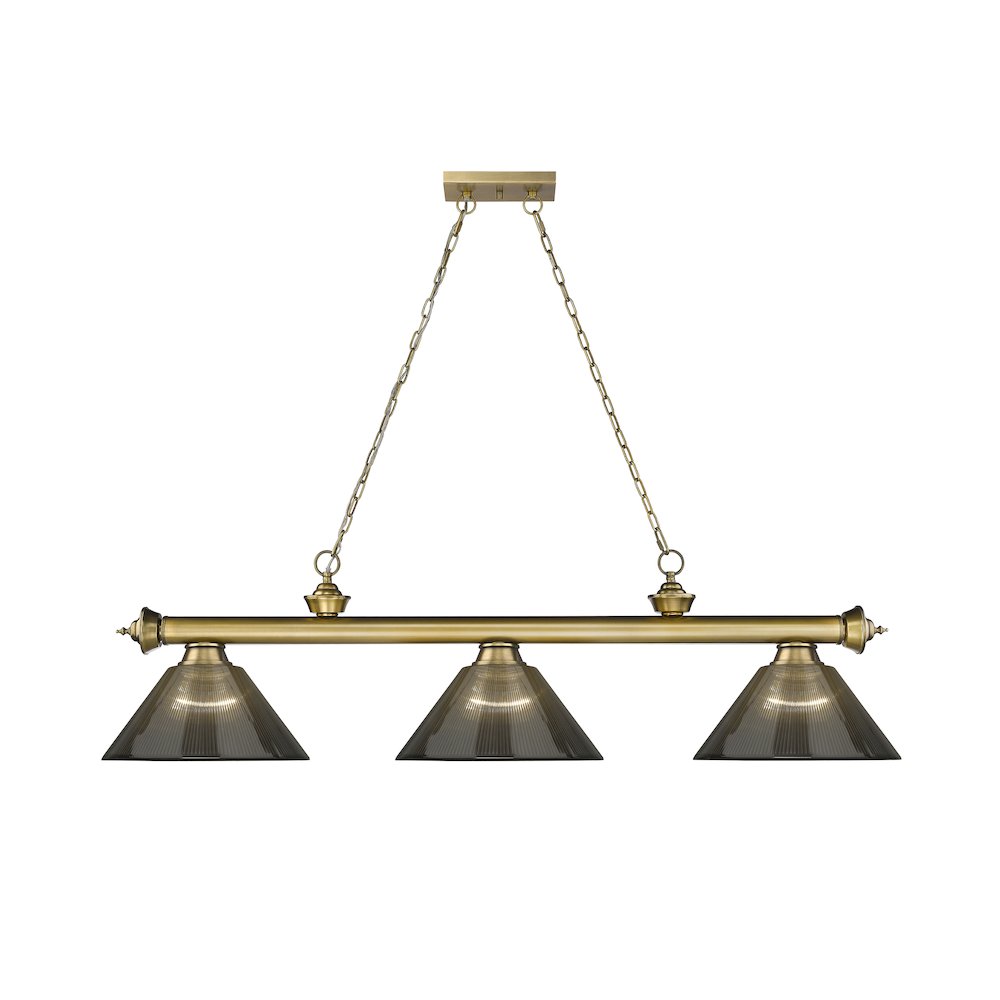 Z-Lite Cordon 3 Light Billiard, Steel Frame, Smoke Shade Color. Picture 2