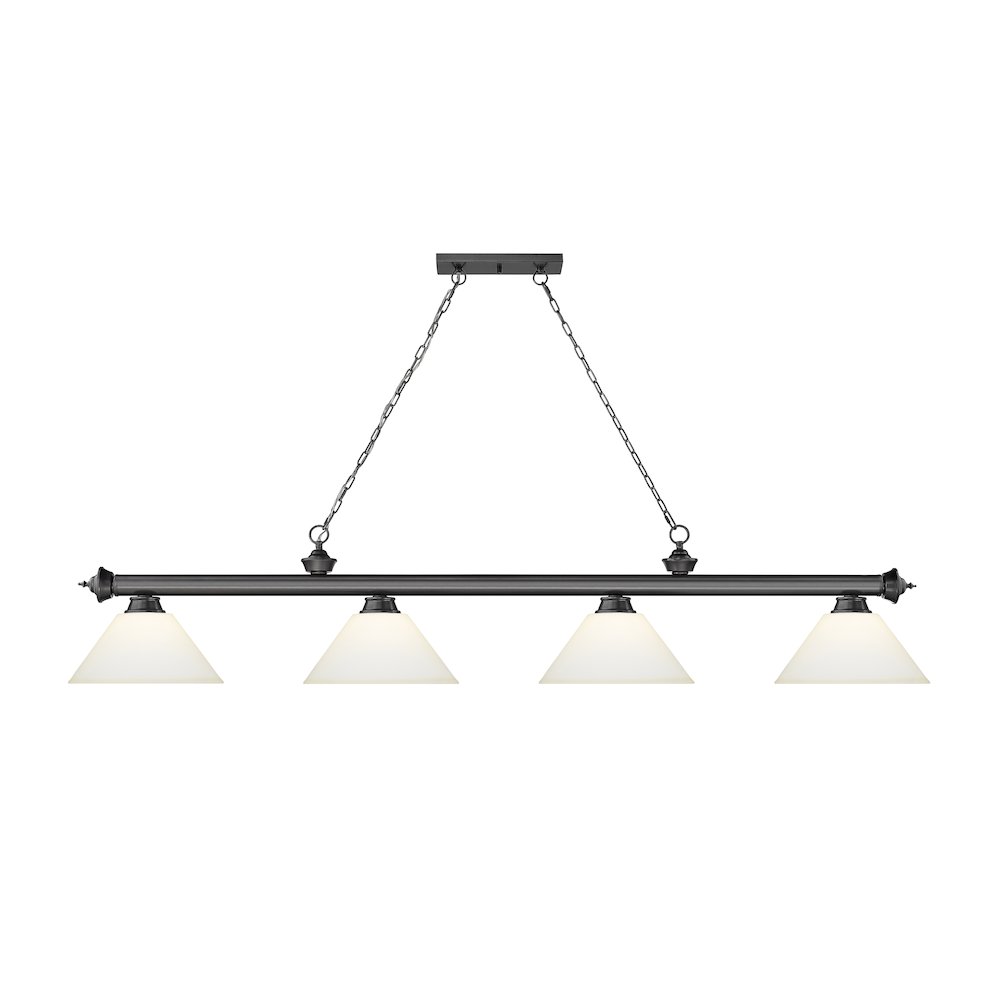 Z-Lite Cordon 4 Light Billiard, Steel Frame, Matte Opal Shade Color. Picture 2