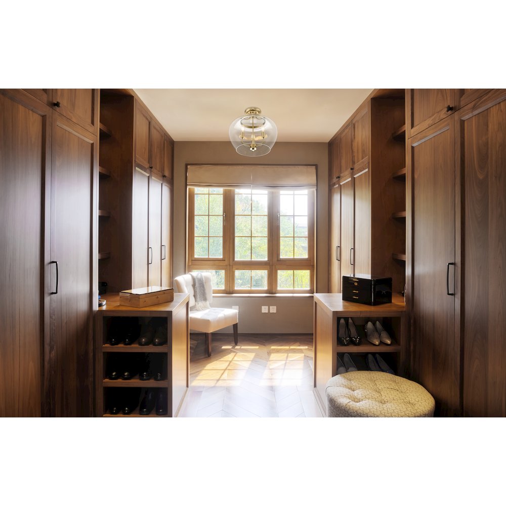 Z-Lite 3 Light Semi Flush Mount, Burnished Brass. Picture 5