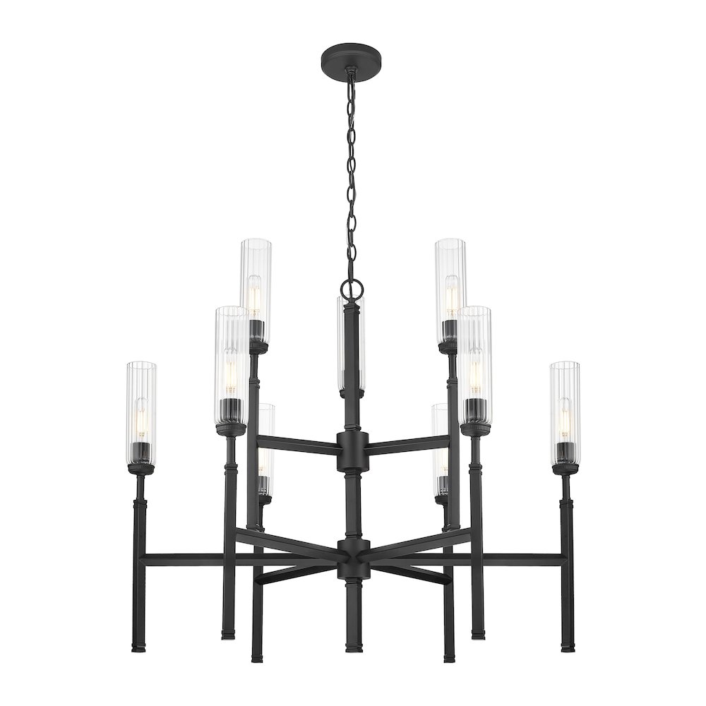 Z-Lite 9 Light Chandelier, Matte Black. Picture 3