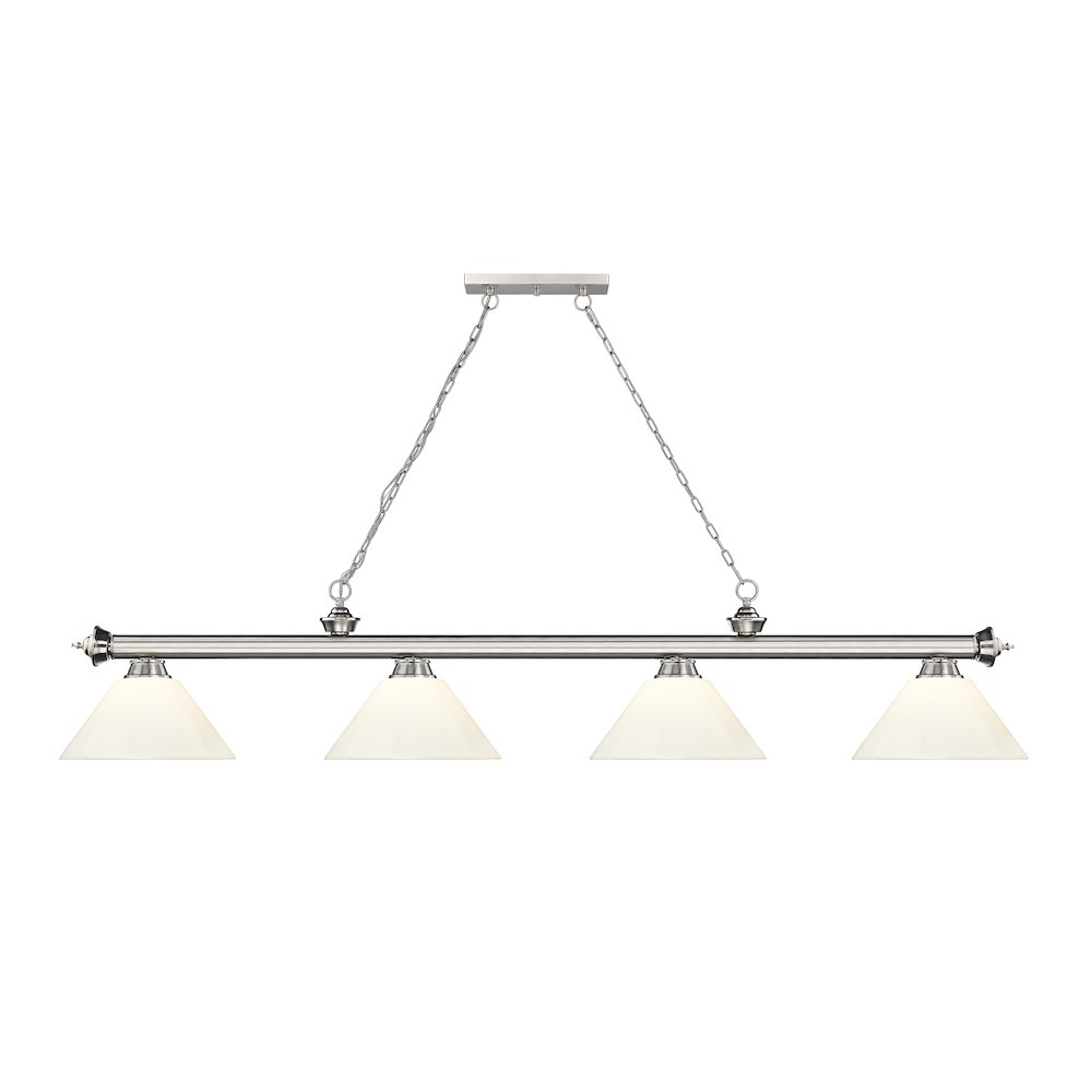 Z-Lite Cordon 4 Light Billiard, Steel Frame, White Shade Color. Picture 2