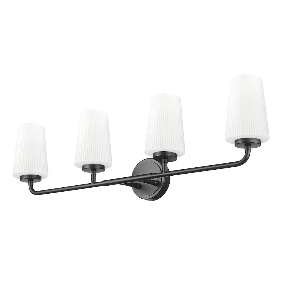 Z-Lite Montford 4 Light Vanity in Matte Black color, Steel frame. Picture 5