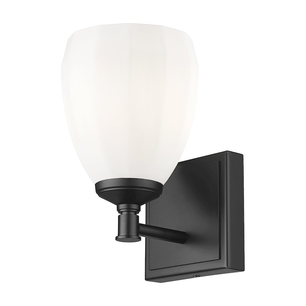 Z-Lite Oren 1 Light Vanity in Matte Black color, Steel frame. Picture 3
