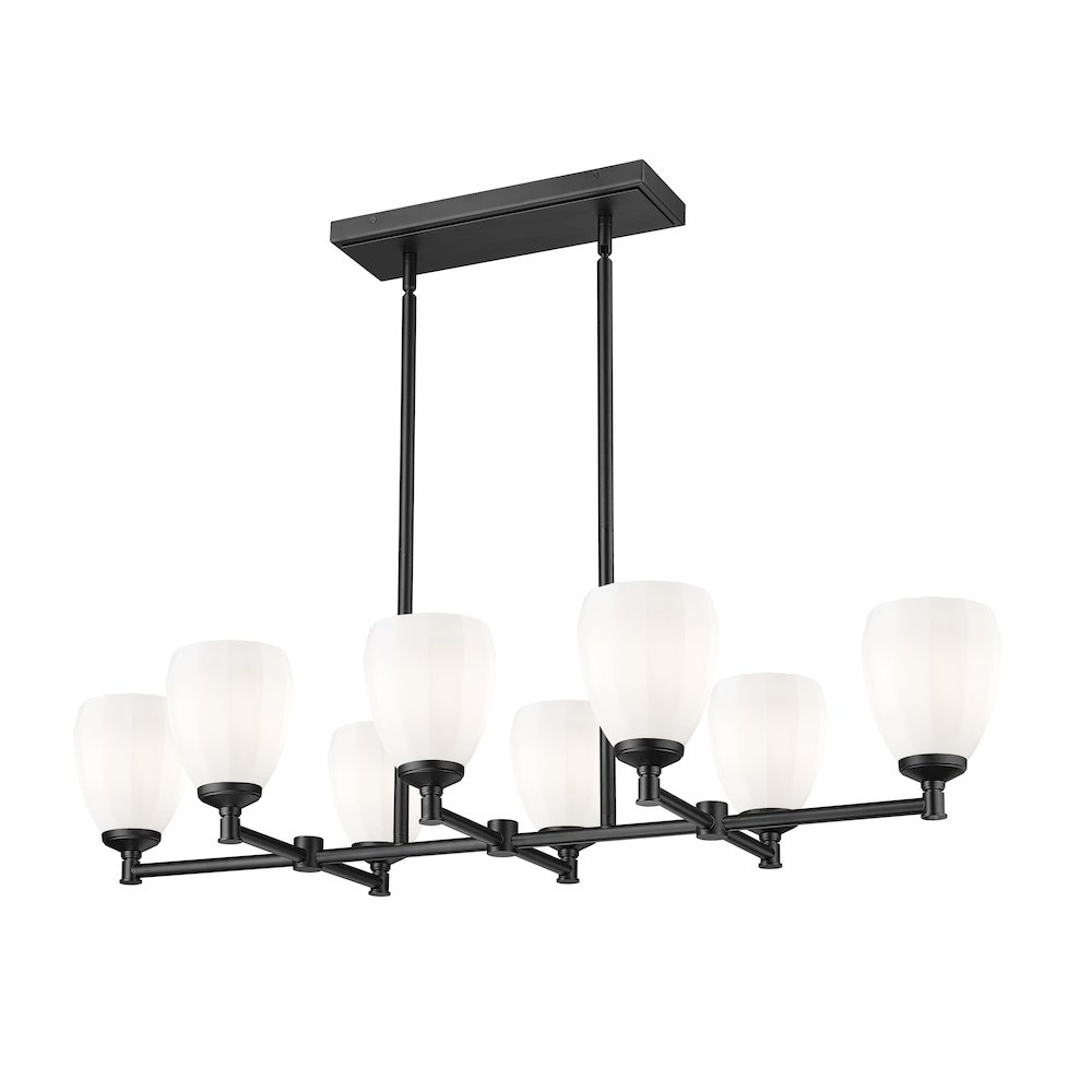 Z-Lite Oren 8 Light Linear Chandelier in Matte Black color, Steel frame. Picture 1