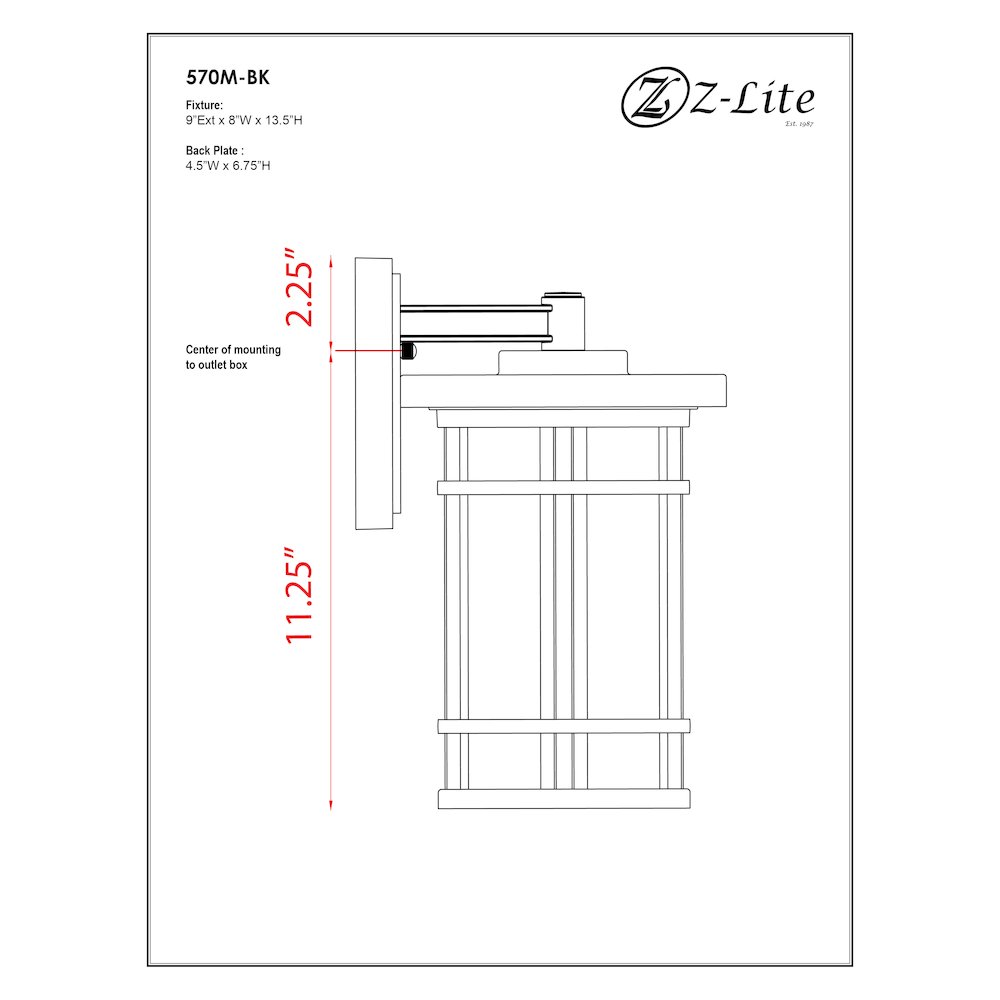 Z-Lite 1 Light Outdoor Wall Light. Picture 8