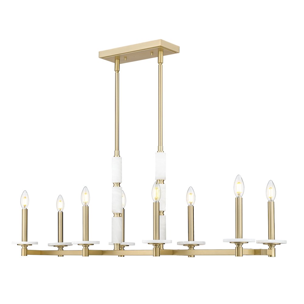 Z-Lite Kaden 8 Light Linear Chandelier in Modern Gold color, Steel frame. Picture 3