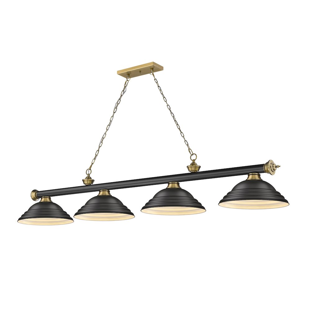 Z-Lite Cordon 4 Light Billiard, Steel Frame, Matte Black Shade Color. Picture 1