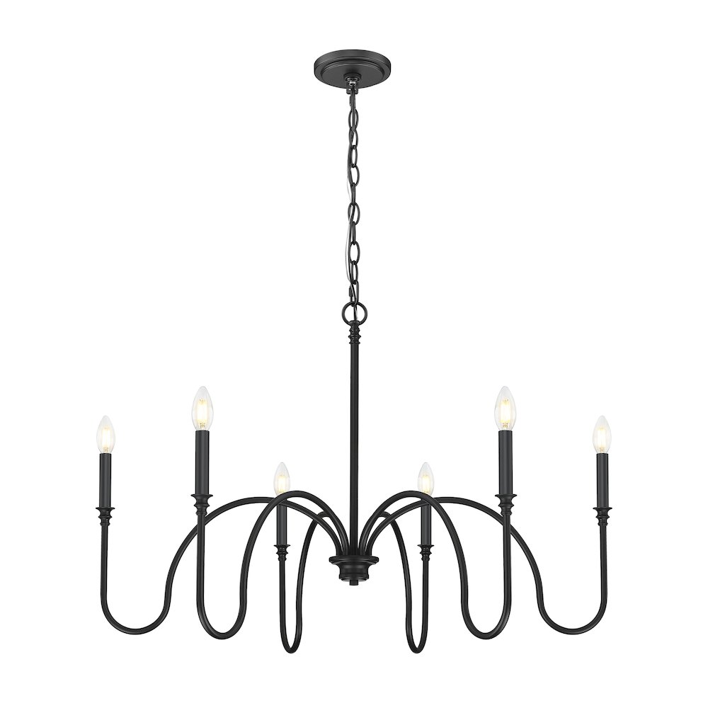 Z-Lite 6 Light Chandelier, Matte Black. Picture 3