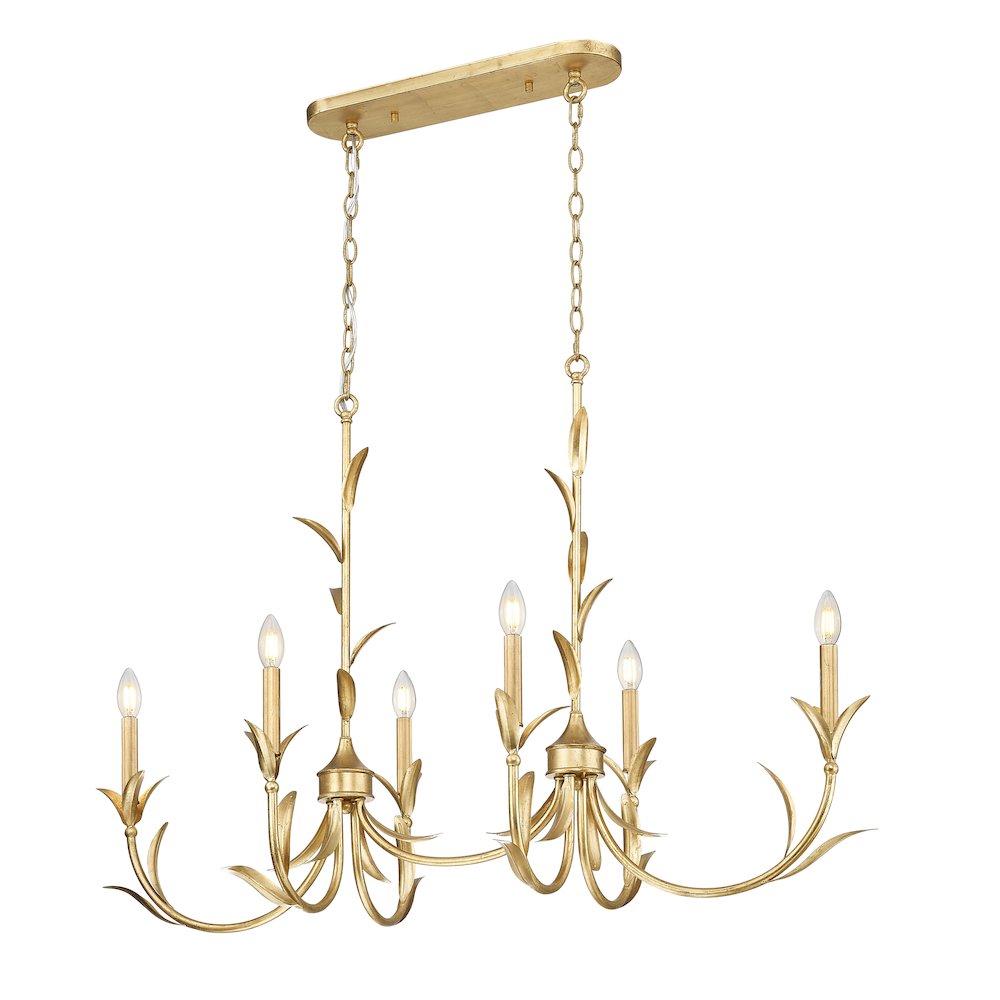 Z-Lite 6 Light Linear Chandelier, Gold Leaf. Picture 2