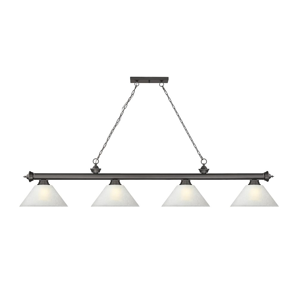 Z-Lite Cordon 4 Light Billiard, Steel Frame, White Linen Shade Color. Picture 2