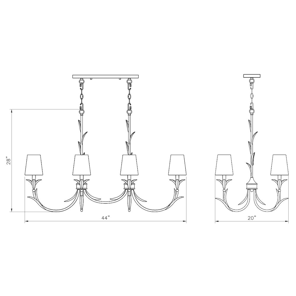 Z-Lite 6 Light Linear Chandelier, Textured White. Picture 8