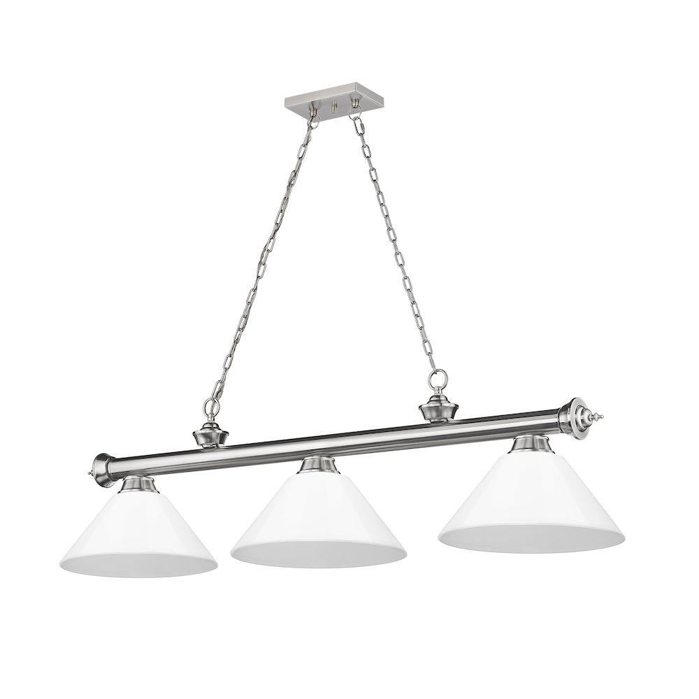 Z-Lite Cordon 3 Light Billiard, Steel Frame, White Shade Color. Picture 5