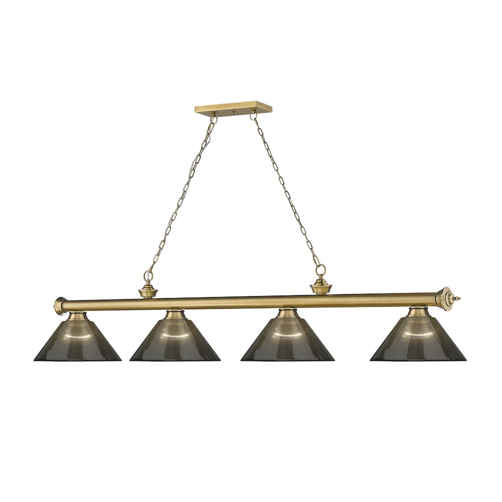 Z-Lite Cordon 4 Light Billiard, Steel Frame, Smoke Shade Color. Picture 3