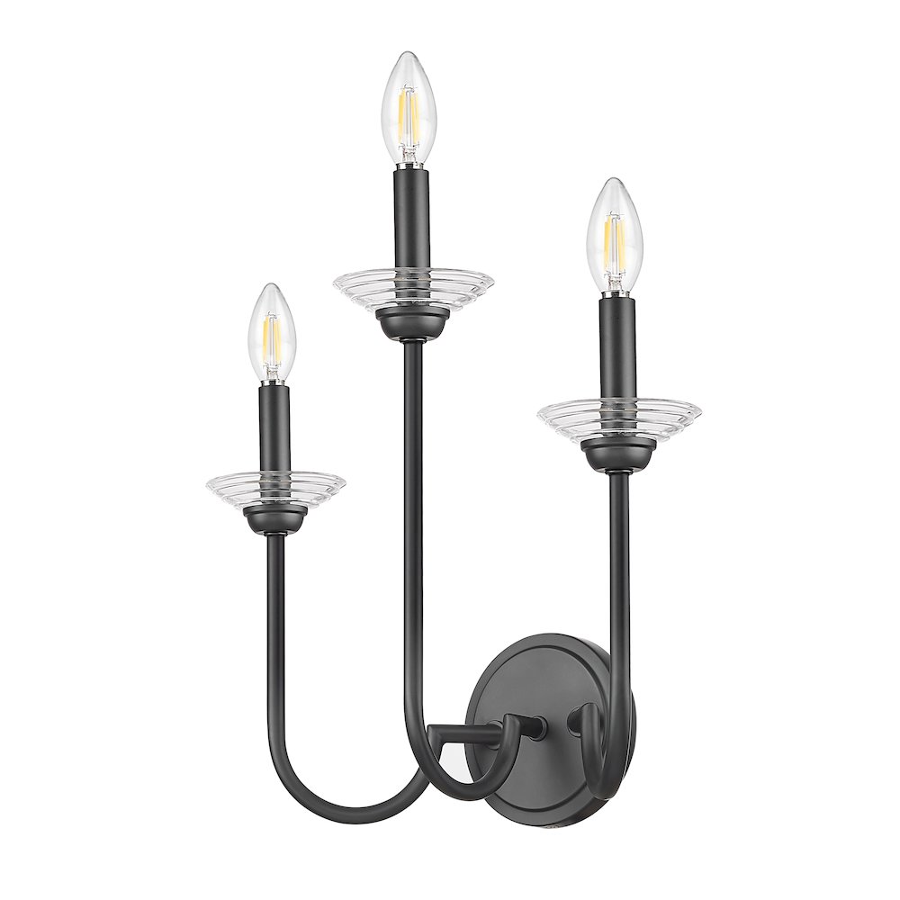 Z-Lite Allistair 3 Light Wall Sconce in Matte Black color, Steel frame. Picture 5