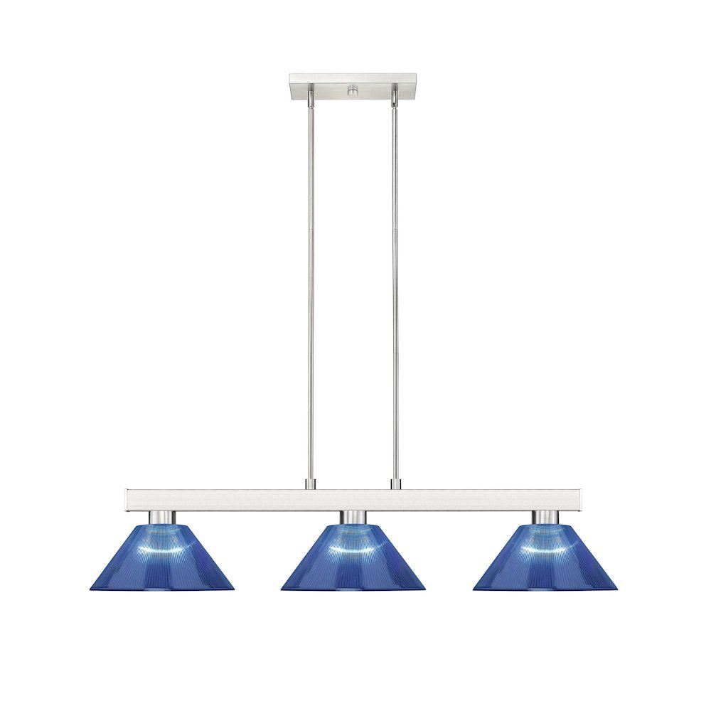Z-Lite Cobalt 3 Light Billiard, Steel Frame, Dark Blue Shade Color. Picture 2