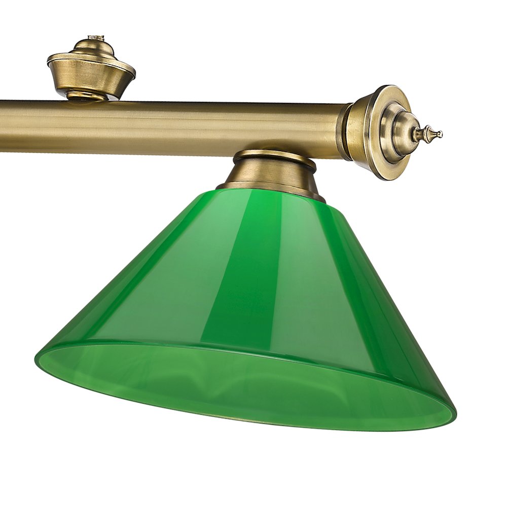 Z-Lite Cordon 3 Light Billiard, Steel Frame, Green Shade Color. Picture 4