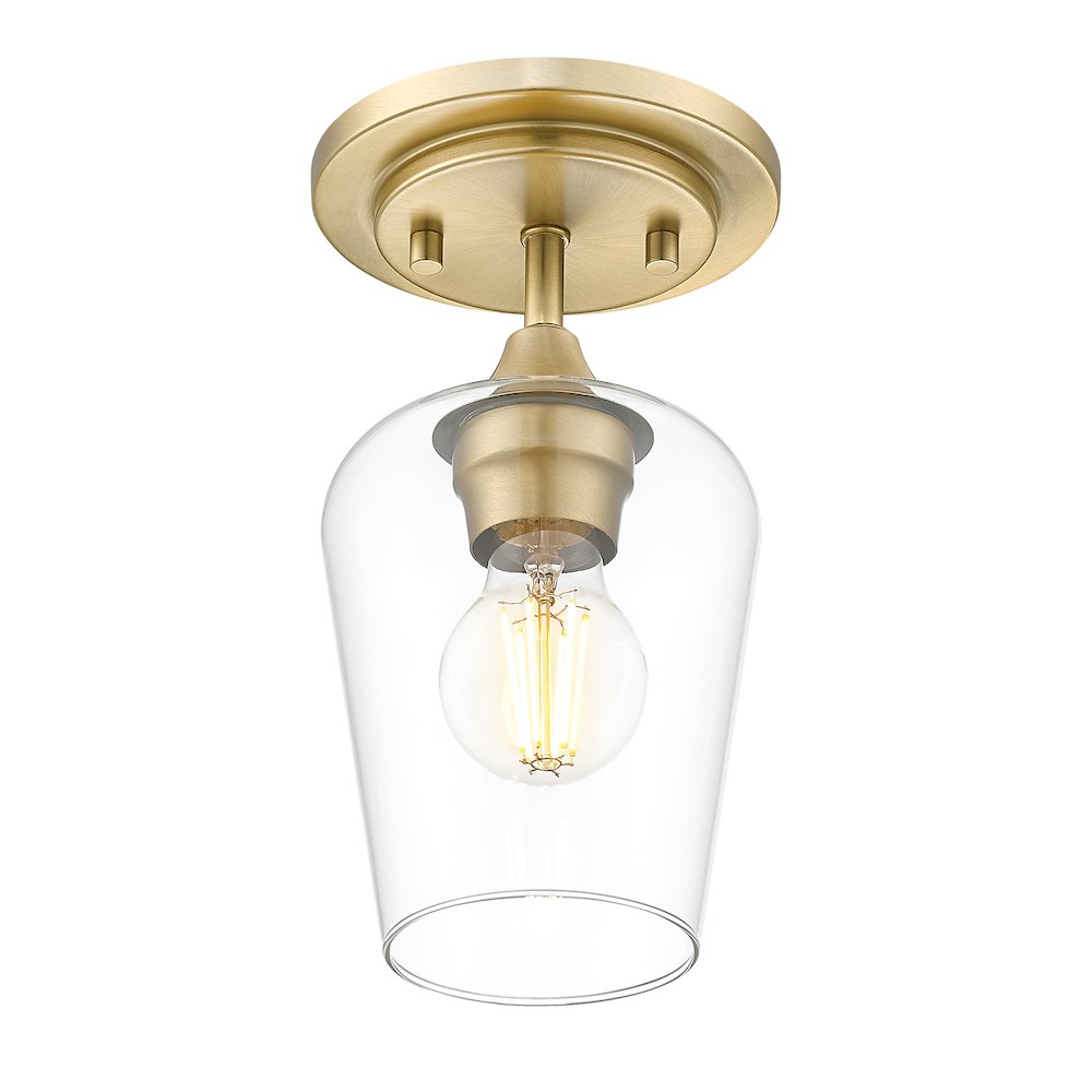 Z-Lite 1 Light Flush Mount, Burnished Brass. Picture 2