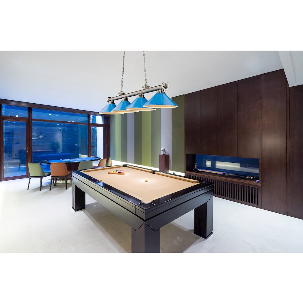 Z-Lite Cordon 4 Light Billiard, Steel Frame, Electric Blue Shade Color. Picture 6