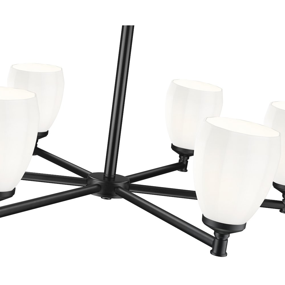Z-Lite Oren 6 Light Chandelier in Matte Black color, Steel frame. Picture 4