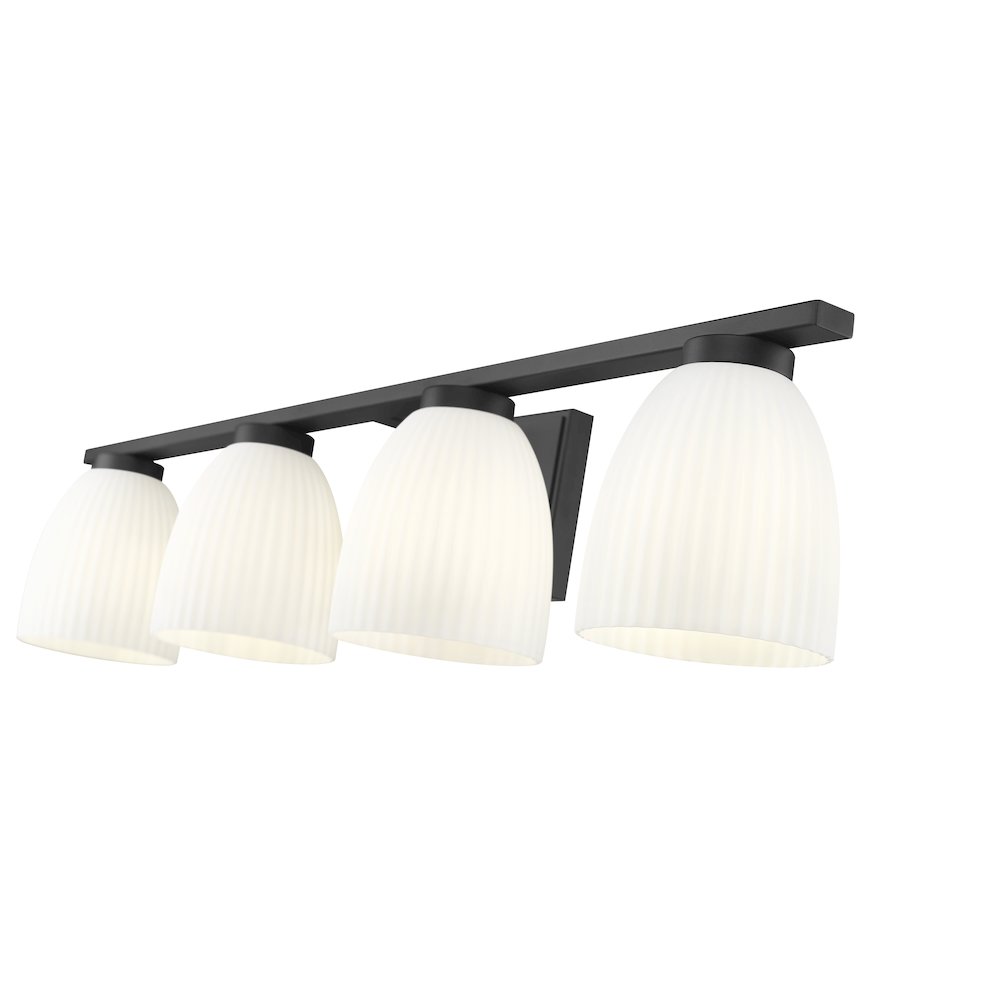 Z-Lite Naya 4 Light Vanity in Matte Black color, Steel frame. Picture 4