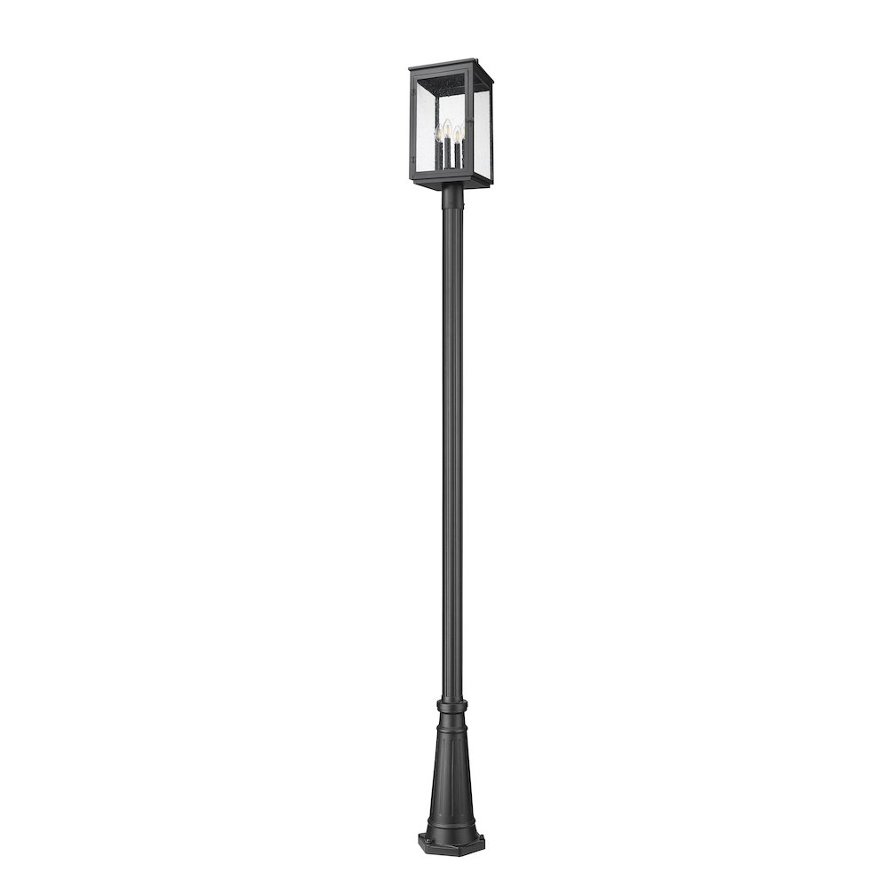 Z-Lite Hartwell 4 Light Outdoor Post Mounted Fixture in Sand Black color. Picture 5