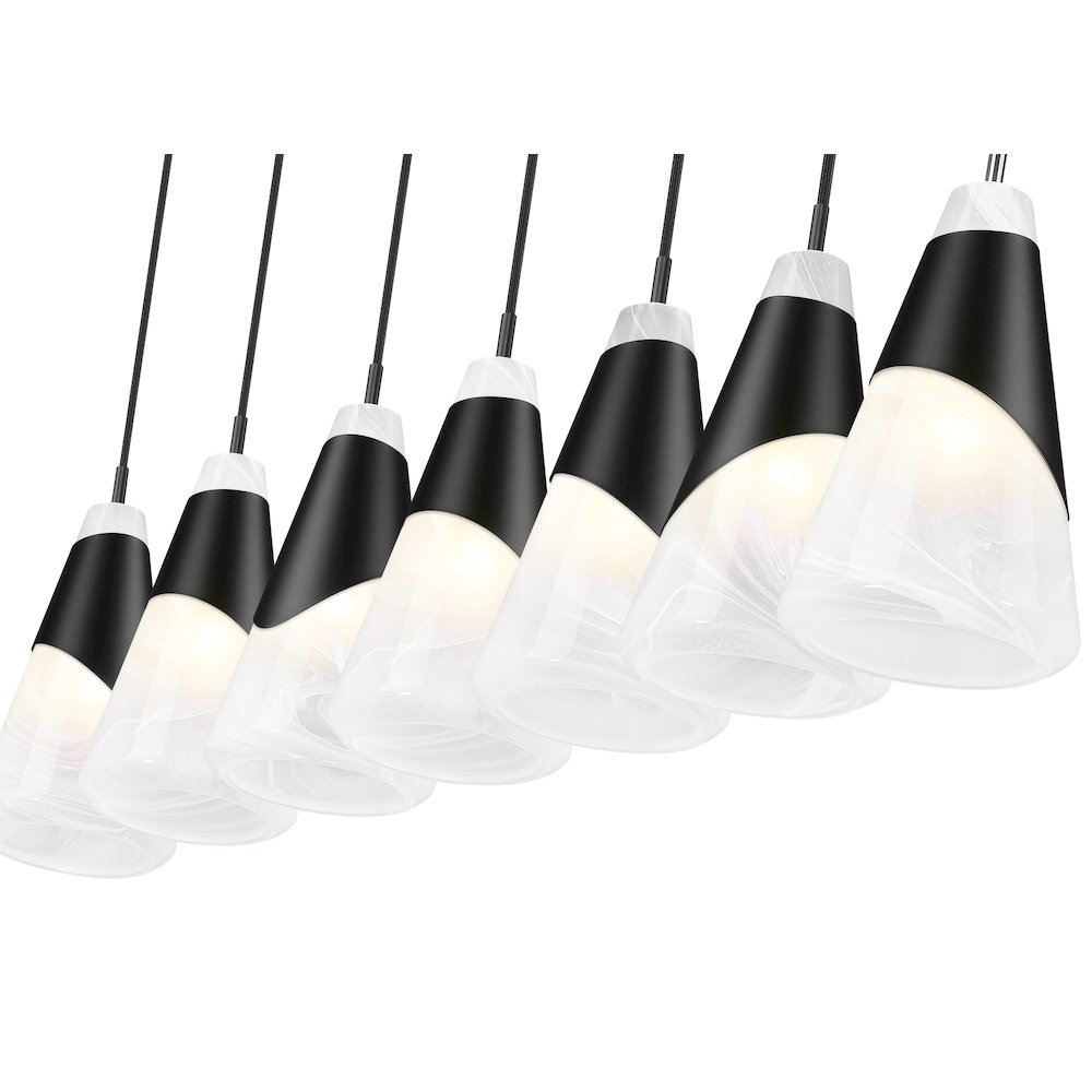 Z-Lite Aimie 7 Light Linear Chandelier, Matte Black. Picture 4